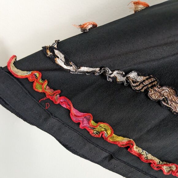 Vintage Y2K Maxi Skirt Flare Pull On Artsy Eclectic Black Orange Animal 16 - Picture 7 of 12